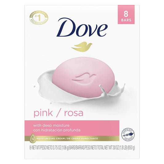 Dove Pink Gentle Deep Moisturizing Beauty Bar Soap All Skin Type, Rosa, 3.75 oz (8 Bars)