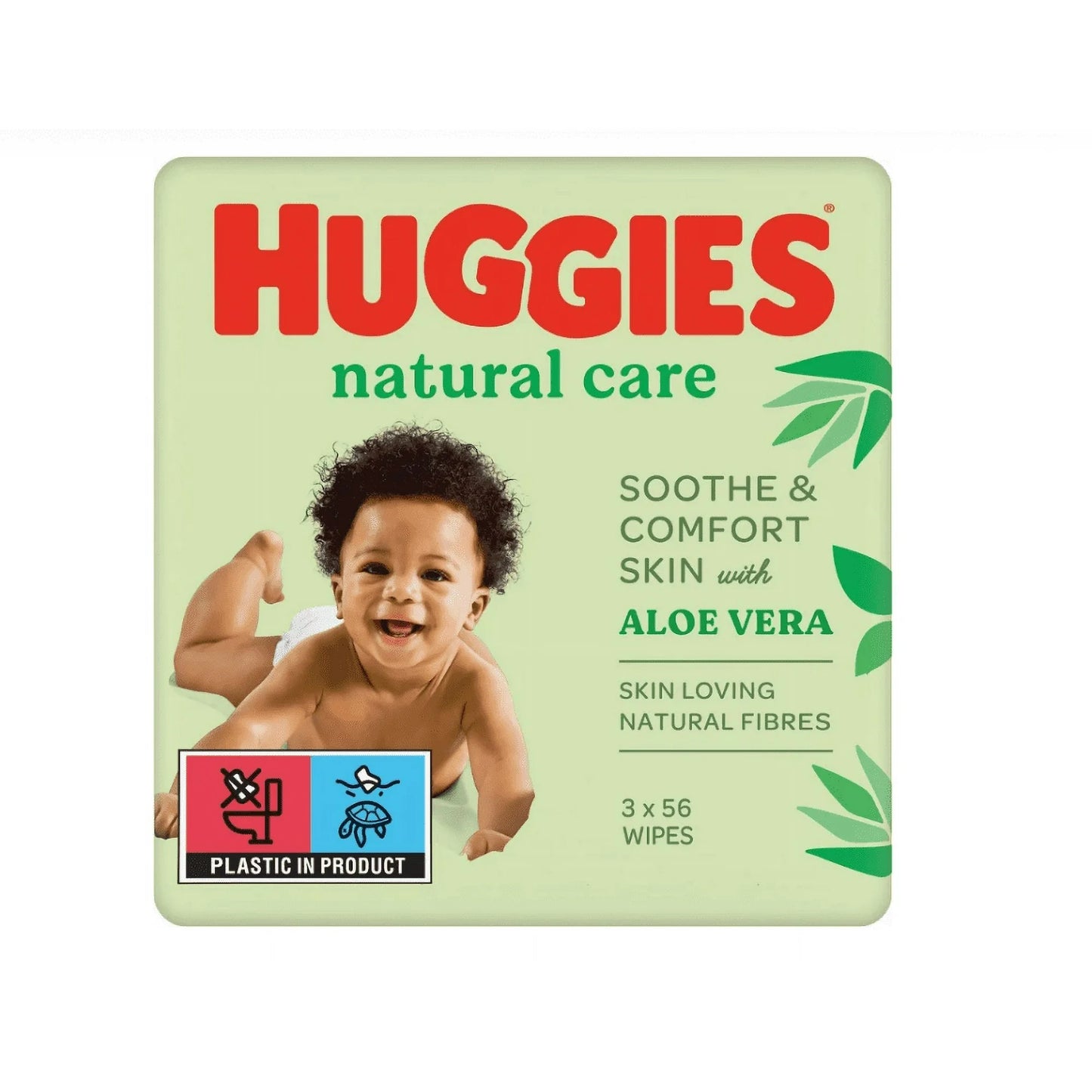 Baby Wipes Natural Care with Aloe Vera Huggies Wipes 56 count wipes (3 Pack )