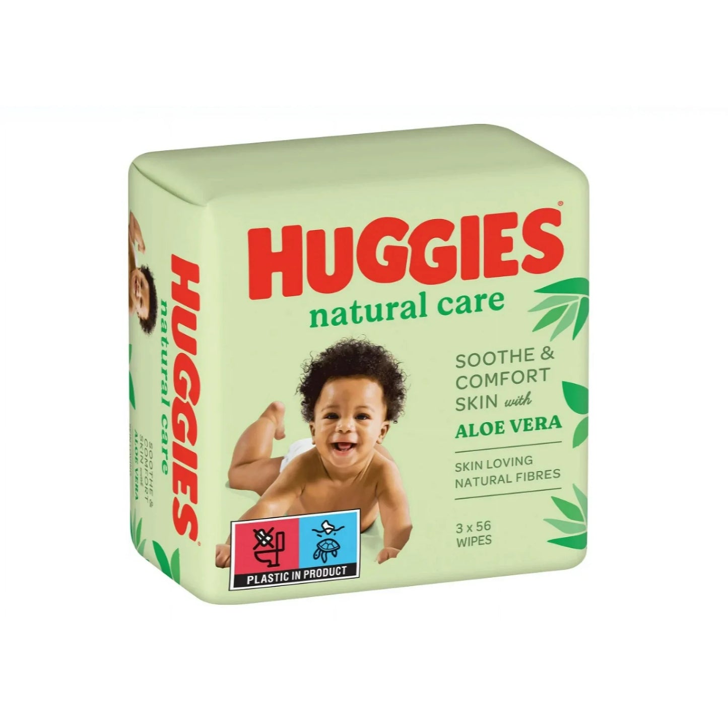 Baby Wipes Natural Care with Aloe Vera Huggies Wipes 56 count wipes (3 Pack )